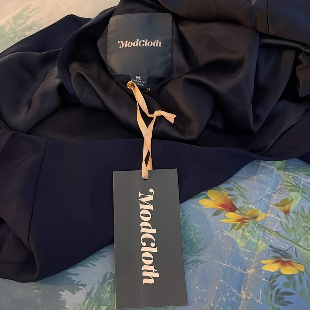 MODCLOTH Arrive & Thrive Wide Leg Jumpsuit, NAVY, Size Medium, NWT - Picture 7 of 10